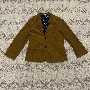 Mini Boden Tan Corduroy Jacket With Star Lining Boy’s 6-7 Formal Adorable